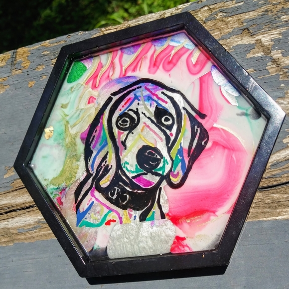 Hand Drawn Artisan Dog Coaster Epoxy Resin - Picture 11 of 11